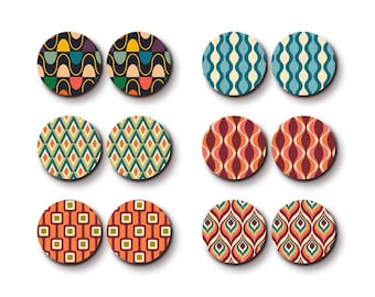 Filigree Geometric Birch Wood Cabochons – Earring Studs, Jewelry Making (12-25mm)  LPC-957