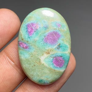 Natural Ruby Fuchsite Cabochon, Green Gemstones For Loose Stone Jewelery Making, 35x24x6mm, 52 CTS Code AB023