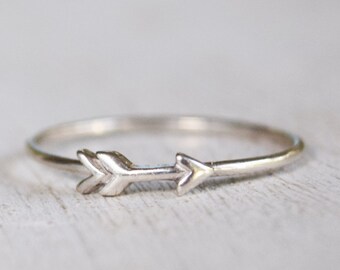 Arrow Ring, Sterling Silver Ring, Minimalist Arrow RIng, Tiny Arrow, Wanderlust Traveler, Stacking Ring, Simple Ring, Delicate, Boho