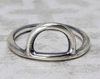 Sterling Silver Metalwork Arch Ring, Minimalist Jewelry, Simple Geometric Jewelry