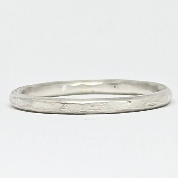 Sterling silver hammered ring with a satin finish, 12 gauge stacking ring, gift for her