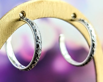 Handmade Sterling Silver Art Deco Hoop Earrings