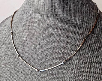 Handcrafted Sterling Silver Bar Link Chain - Metalwork Necklace