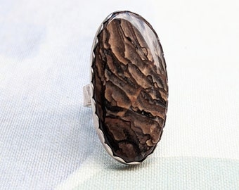 Sterling Silver and Deschutes Jasper Handcrafted Ring, Artisan Jewelry, Size 7, One of a Kind,  Ready to Ship