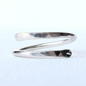 Adjustable 14 gauge sterling silver bypass ring, Minimaliist Simple Jewelry