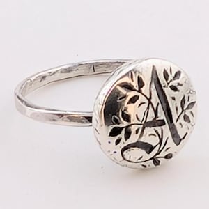 Monogram Ring with Any Letter, Completely Handmade Sterling Silver Die Pressed Jewelry