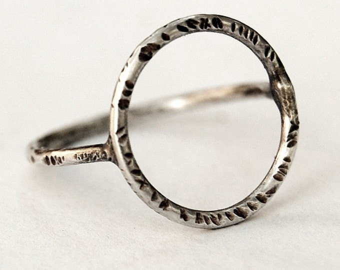 Sterling Silver Circle Ring, Geometric Jewelry, Modern Jewelry
