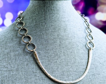 Sterling silver handmade chain, hammered links, handcrafted statement jewelry