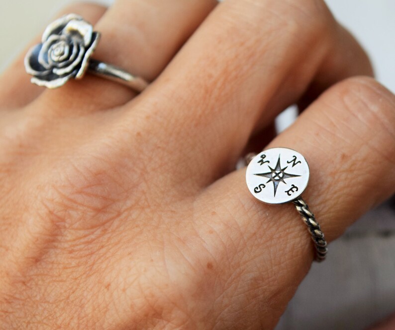 Sterling silver compass rose ring windrose rose of the Etsy