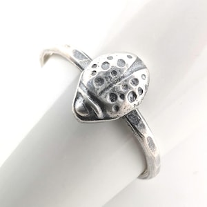 Handmade sterling silver ladybug stacking ring or earrings, Gift for bug lover