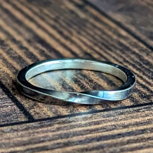 Hand Twisted Blackened Sterling Silver Mobius Ring