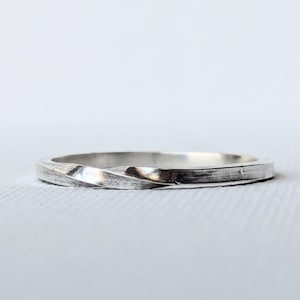 Hand Twisted Sterling Silver Mobius Ring: 14 Gauge Square Stacking Band