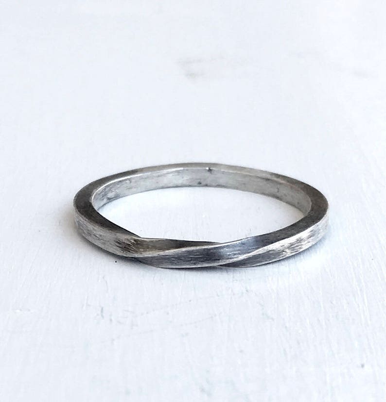 Sterling Silver Mobius Ring Rustic Hand Twisted Infinity Band