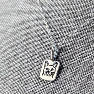 Sterling silver hand stamped and hand sawn cat pendant, ready to ship