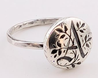 Monogram Ring with Any Letter, Completely Handmade Sterling Silver Die Pressed Jewelry