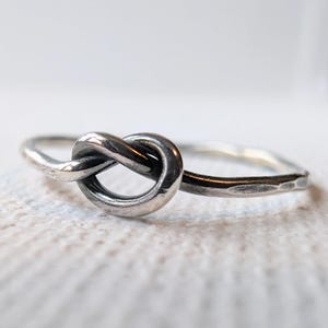 Handmade Sterling Silver Knot Ring: 18 Gauge, Oxidized Finish