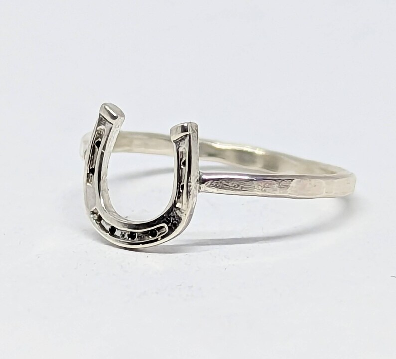 Sterling Silver Lucky Horseshoe Ring, Gift For Farrier or Equestrian, Handmade to Order in Your Size image 1