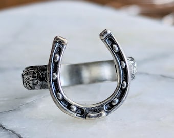 Sterling Silver Lucky Horseshoe Ring, Gift For Farrier or Equestrian, Handmade to Order in Your Size