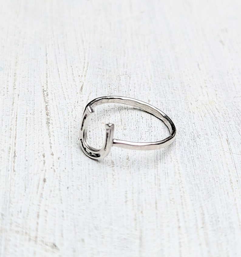 Sterling Silver Lucky Horseshoe Ring, Gift For Farrier or Equestrian, Handmade to Order in Your Size image 6