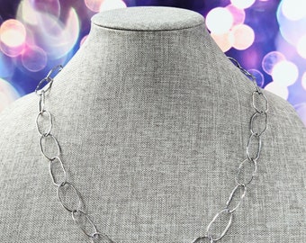 Gorgeous oxidized sterling silver hammered link chain, perfect Mothers Day gift