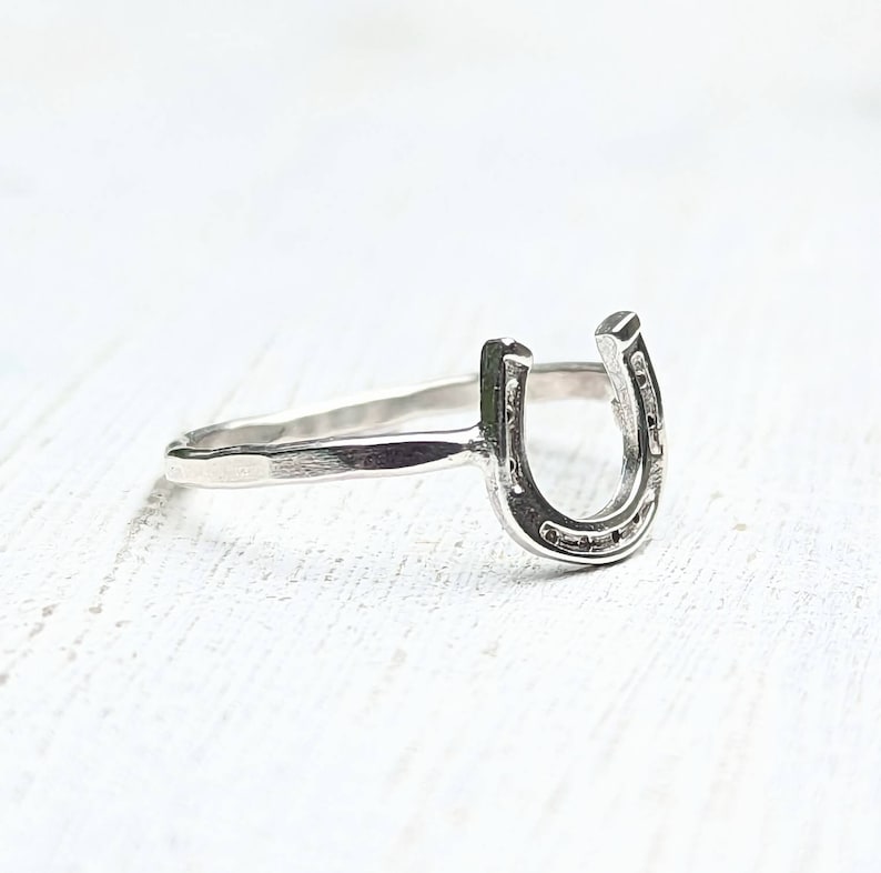 Sterling Silver Lucky Horseshoe Ring, Gift For Farrier or Equestrian, Handmade to Order in Your Size image 5