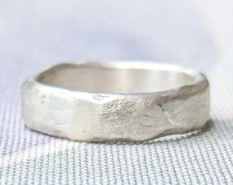 Organic 4mm Sterling Silver Ring, Wedding Band or Stacking Ring Inspired by Sea Glass