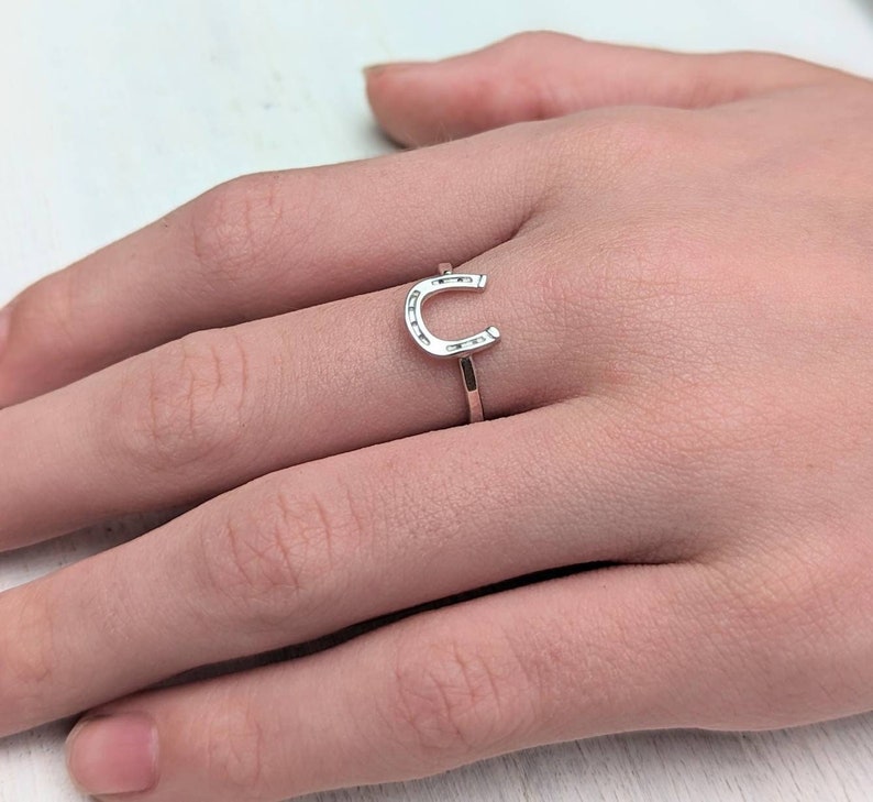 Sterling Silver Lucky Horseshoe Ring, Gift For Farrier or Equestrian, Handmade to Order in Your Size image 2