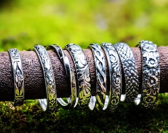 Sterling Silver Floral, Mobius, Helix or Snakeskin Handmade Band