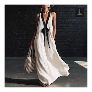White Plunge Dress Boho Maxi - Etsy Australia