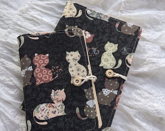 Cute Cat Fabric Journal A5 A6 | Handmade Kitten Notebook | Lined Grid Blank Pages Diary | 180 Page Stationery | Cat Lover Gift