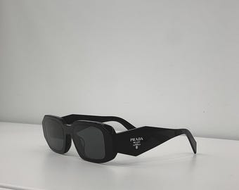 Vintage Gray Prada Designer Sunglasses—Optional Gift Box