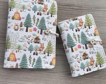 Woodland Embroidery Journal A5 A6, Squirrel Hedgehog Notebook, Refillable 180P Binder, Lined Grid Blank, Nature Lover Gift, Handmade