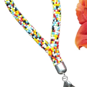 Handmade Beaded Wristlet Keychain, Colorful Seed Bead Key Ring, Boho Keychain Strap, Native American Inspired Beadwork, Gift for Women,