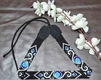 Handmade Seed Bead Hat Band, Geometric Western Cowboy Boho Tribal Accessory