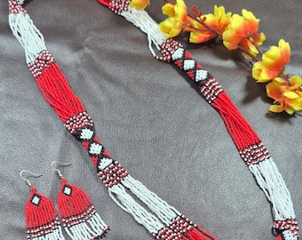 Handmade Beaded Necklace inspired by native American jewelry