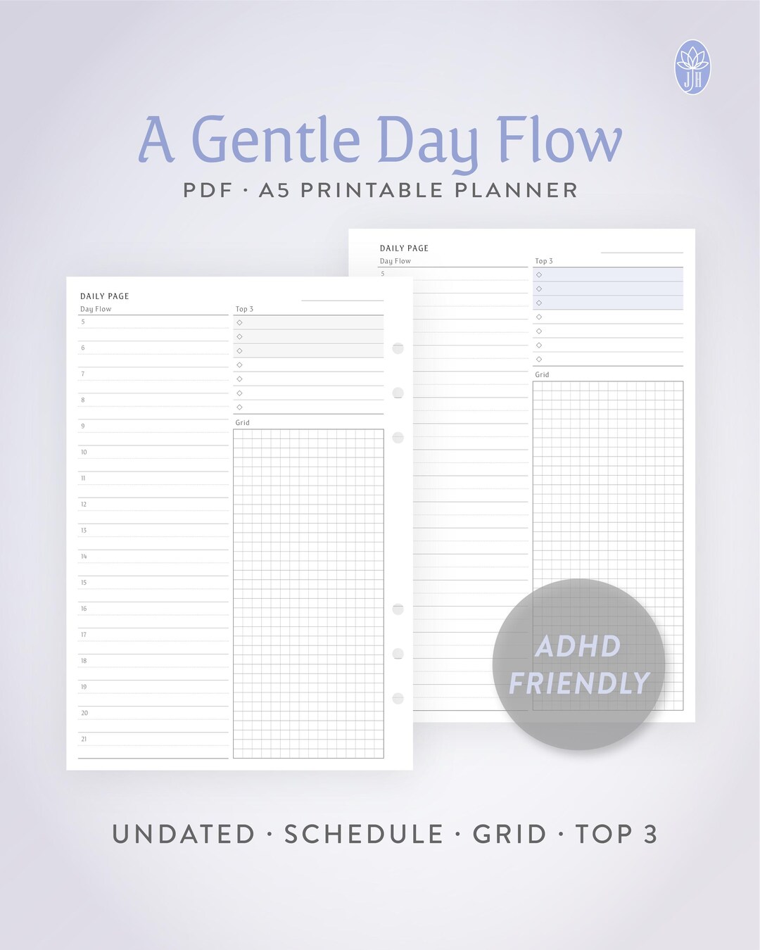 A5 Daily Planner Printable With Hourly Schedule, Top 3 Checklist and ...