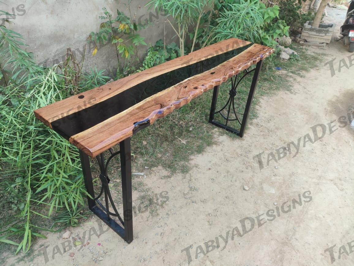 Wooden Epoxy Narrow Console Table for Entryway, Hallway, or Behind Sofa ...