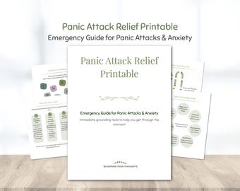 Guía imprimible para aliviar ataques de pánico / Guía para la ansiedad en emergencias / Herramientas de conexión a tierra (PDF)