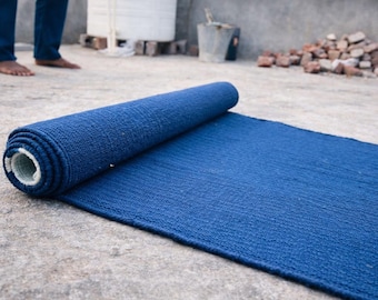 Handwoven Organic Cotton Yoga Mat, Cotton Yoga Rug, Handwoven Meditation Mat, Boho Striped Workout Mat, Eco Friendly Pilates Yoga Carpet