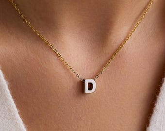 Initial Necklace, Gold Letter Necklace for Women, Dainty Minimalist Jewelry, Custom Gift for Her, Mom Gift