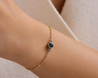 Custom Birthstone Bracelet, Leaf Birthstone Bracelet, Wedding Bracelet, Bridesmaid Gift, Mom Bracelet, Mothers Day Gift for Her