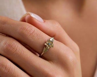 Personalized Birth Flower Ring, Dainty Chrysanthemum Ring for Women, Custom Gold Filled Jewelry, November Birthday Gift