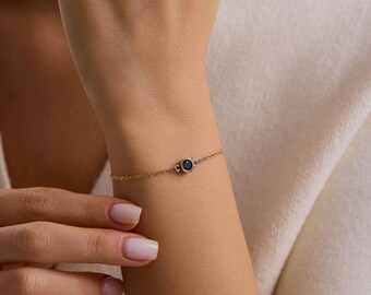 Custom Birthstone Bracelet, Family Name Jewelry, Personalized Gem Bracelet, Mothers Day Present, Minimal Bracelet, Dainty Keepsake Gift