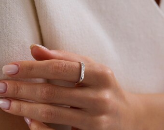Custom Engraved Band Ring, Personalized Name Jewelry, Minimal Stack Ring, Date Initial Ring, Dainty Keepsake Gift, Handmade Thin Ring