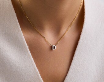 Initial Charm Necklace, Personalized Letter Pendant, Minimal Gold Chain Necklace, Custom Alphabet Jewelry, Dainty Everyday Gift for Women