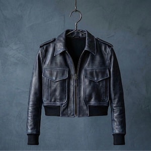 French Pilot Leather Jacket - Etsy