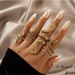 Goldfarbener Snake-Ring-Set aus Legierung, Punk-Stil, Statement-Ringe