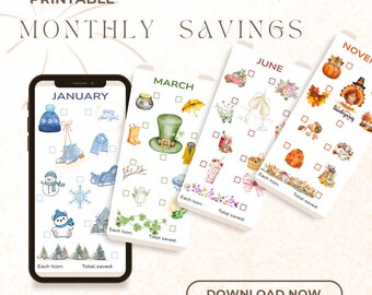 12 Months Saving Challenge Printable | Cash Stuffing Budget Planner