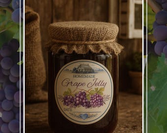Printable Grape jelly label (digital pdf-download Letter size )