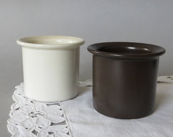 Vintage Gustavsberg Mustard Jar Set of 2 Stig Lindberg Spice Jars Sweden Scandinavian Design Stoneware White Brown